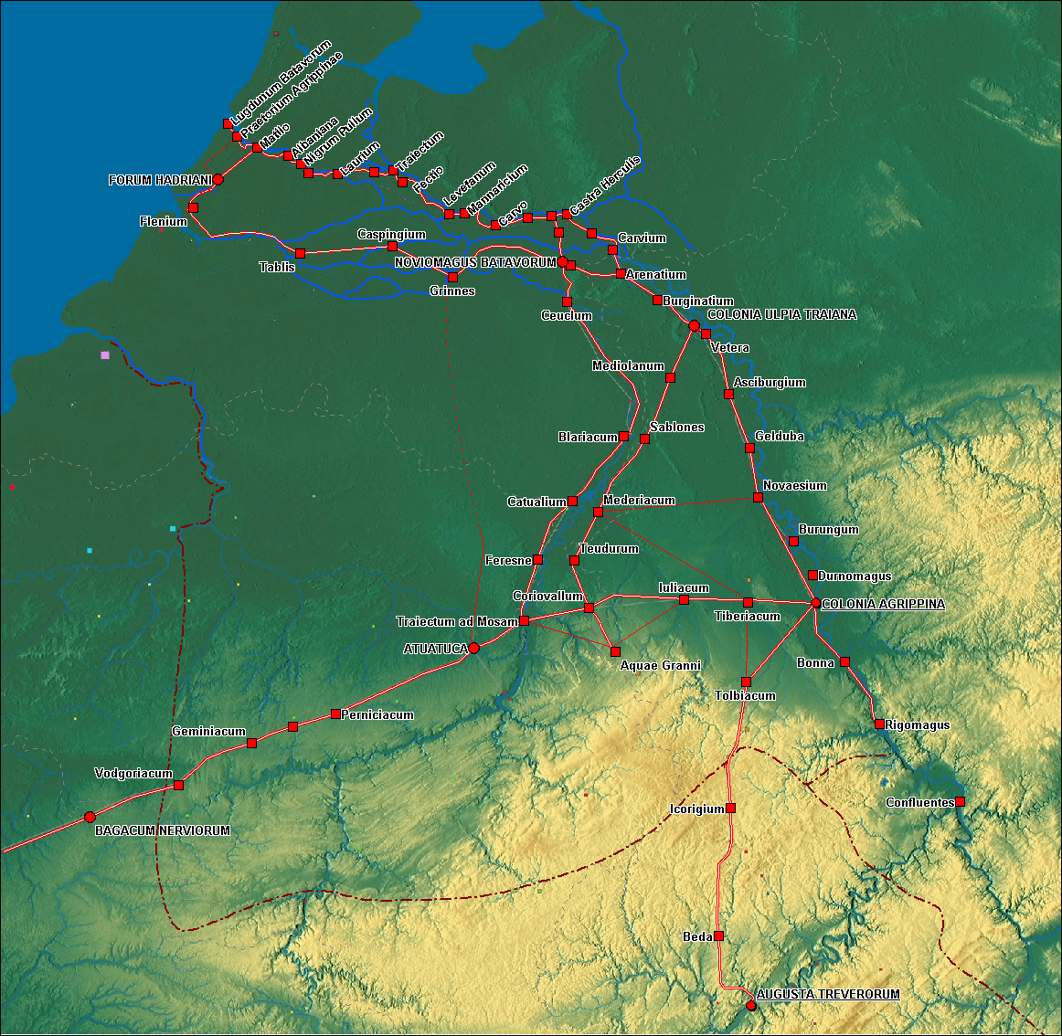 Frontières de l’Empire romain - le limes de Germanie inférieure
